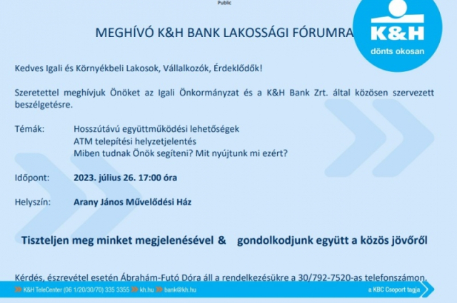 K&H lakossági fórum (július 26-án)