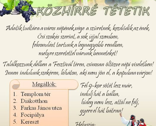 Közhírré tétetik - Szüreti felvonulást és bált tartanak Igalban