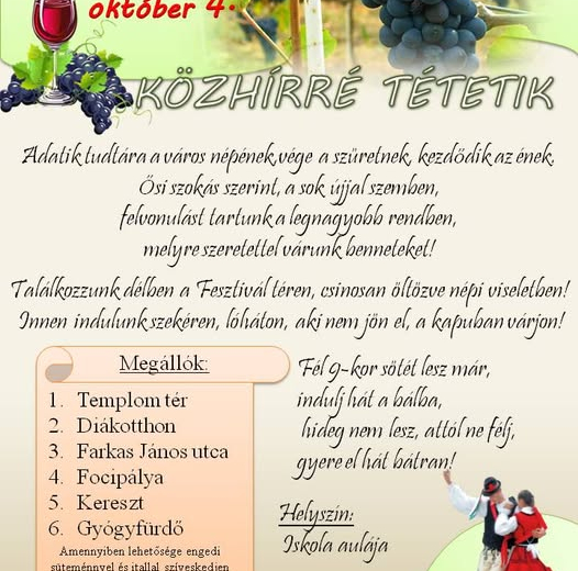 Szüreti felvonulás és bál Szüreti felvonulás és bál